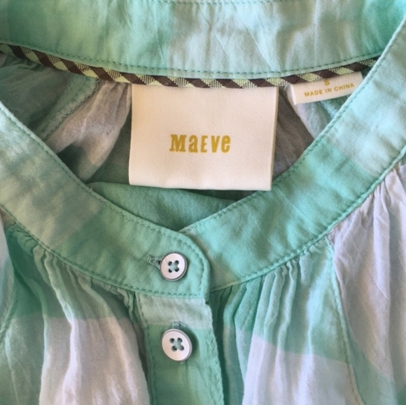 Anthropologie Maeve Gingham Flutter Top - Picture 5 of 7